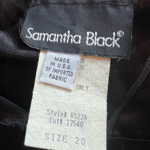 Samantha Black Drop Waist W/bows Midi Black Velvet Dress Size 20 Short Sleeve - Picture 4 of 4